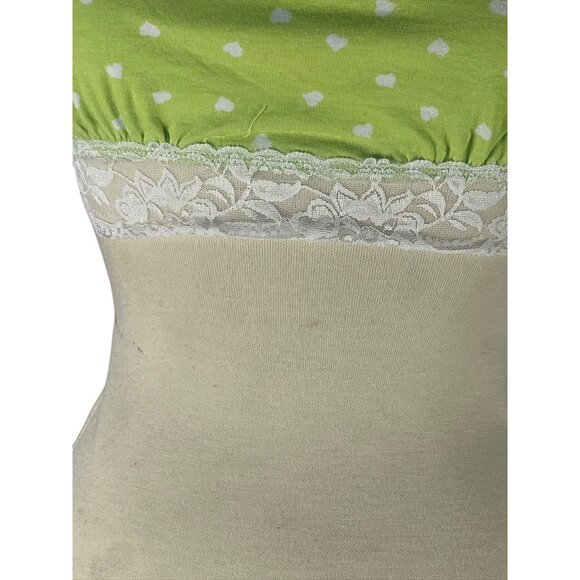 Bozzolo Polka Dot Lace Trim Tube Top M Green White Cotton Blend Stretch Resort - Picture 5 of 9